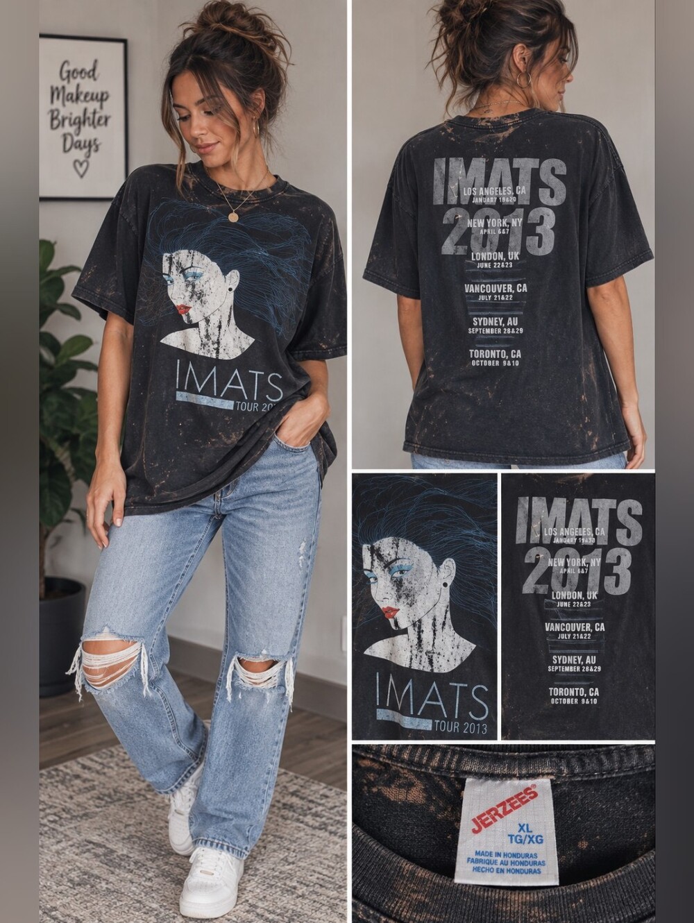 IMATS 2013 Tour Graphic T-Shirt Women's XL Distressed Jerzees Tee